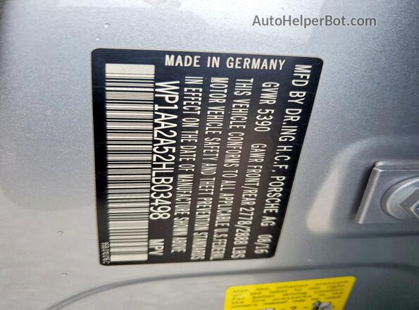WP1AA2A52HLB03498 2017 PORSCHE MACAN Серый Вид подкапотного пространства