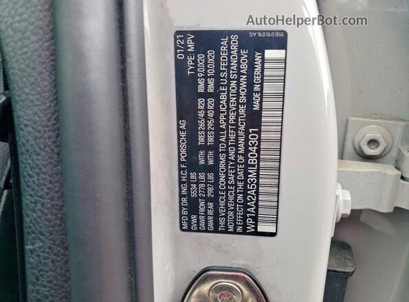 WP1AA2A53MLB04301 2021 PORSCHE MACAN Черный Вид подкапотного пространства