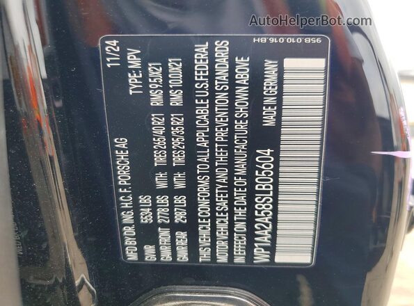WP1AA2A58SLB05604 2025 PORSCHE MACAN Черный Панорамный вид салона 360°