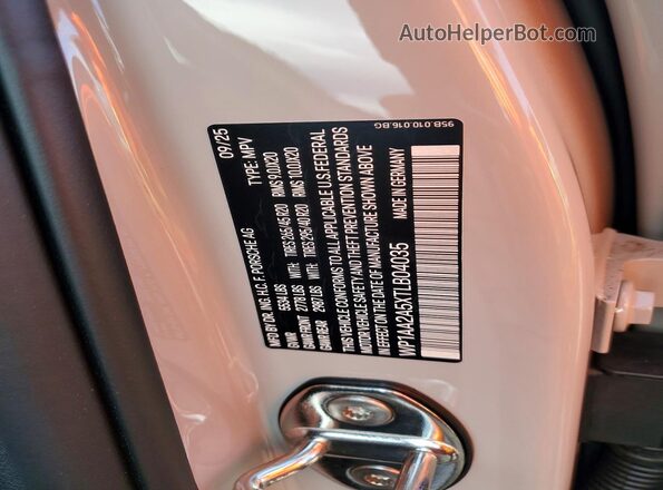 WP1AA2A5XTLB04035 2026 PORSCHE MACAN Серый Вид наклейки с VIN-кодом