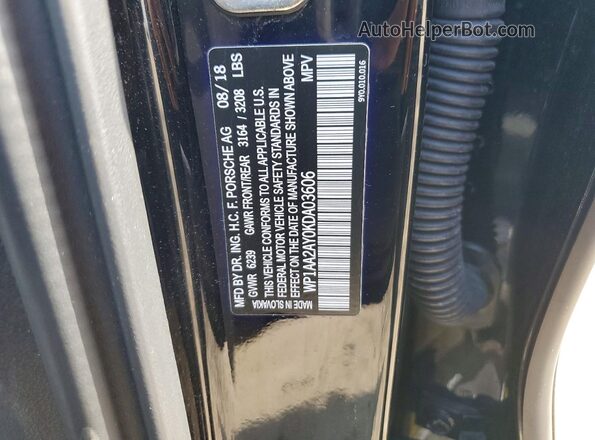 WP1AA2AY0KDA03606 2019 PORSCHE CAYENNE Черный Вид наклейки с VIN-кодом
