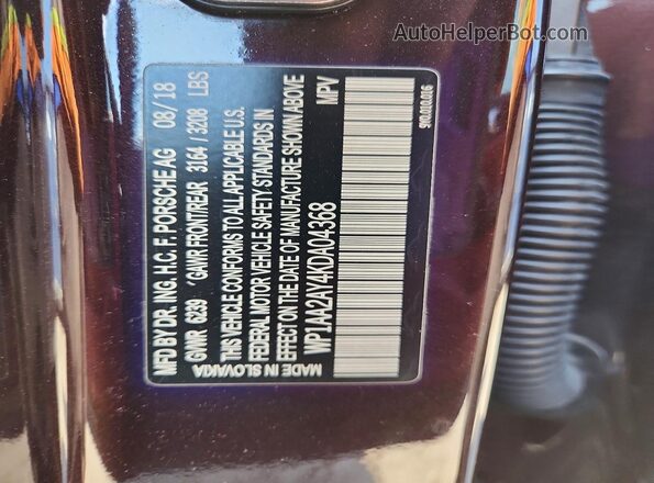 WP1AA2AY4KDA04368 2019 PORSCHE CAYENNE Brown Widok naklejki z numerem VIN
