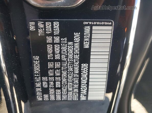 WP1AA2AY4KDA06508 2019 PORSCHE CAYENNE Черный Вид подкапотного пространства