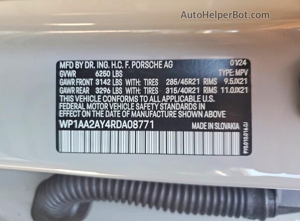WP1AA2AY4RDA08771 2024 PORSCHE CAYENNE Beige VIN sticker view