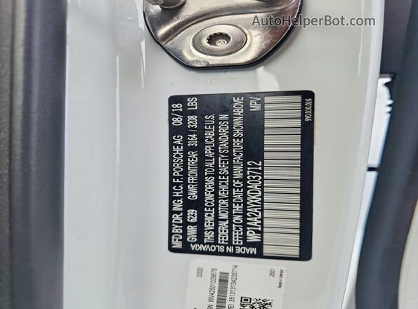 WP1AA2AYXKDA03712 2019 PORSCHE CAYENNE White Widok wnętrza 360 stopni