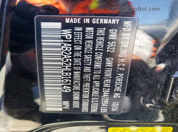 WP1AB2A52HLB16149 2017 PORSCHE MACAN Black Widok naklejki z numerem VIN