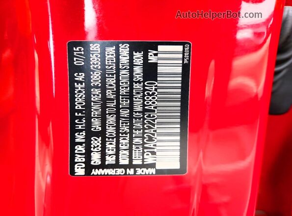 WP1AC2A22GLA88340 2016 PORSCHE CAYENNE Красный Вид подкапотного пространства