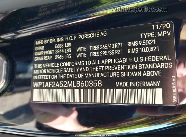 WP1AF2A52MLB60358 2021 PORSCHE MACAN Черный Вид подкапотного пространства