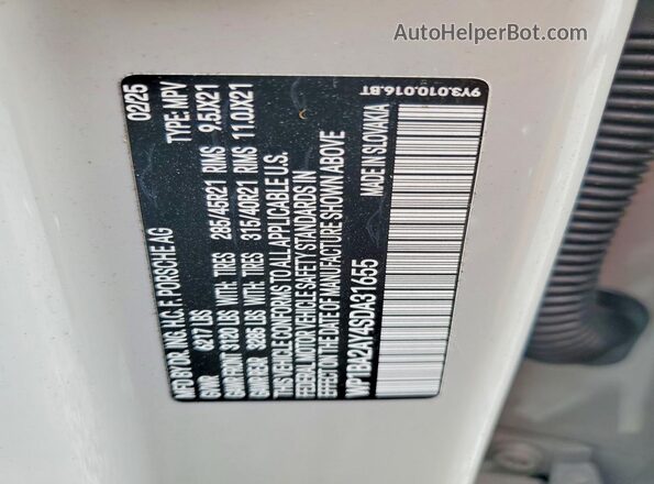 WP1BA2AY4SDA31655 2025 PORSCHE CAYENNE Серый Вид наклейки с VIN-кодом