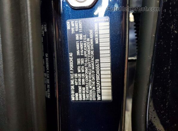 WP1BA2AY8RDA55578 2024 PORSCHE CAYENNE Blue Widok naklejki z numerem VIN