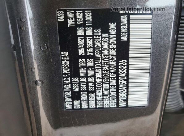 WP1BG2AY5PDA33226 2023 PORSCHE CAYENNE Серый Вид наклейки с VIN-кодом