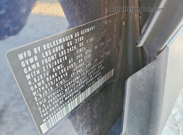 WVGAV7AX5GW555944 2016 VOLKSWAGEN TIGUAN Синий Панорамный вид салона 360°