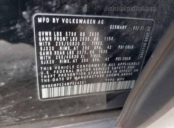 WVGKMPE24MP024391 2021 VOLKSWAGEN ID.4 Black VIN կոդի պիտակի տեսք