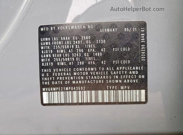 WVGRMPE21MP043592 2021 VOLKSWAGEN ID.4 Серый Вид подкапотного пространства