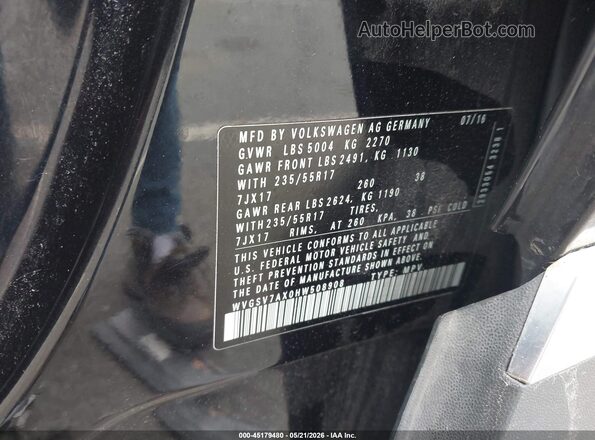 WVGSV7AX0HW508908 2017 VOLKSWAGEN TIGUAN Black Widok komory silnika