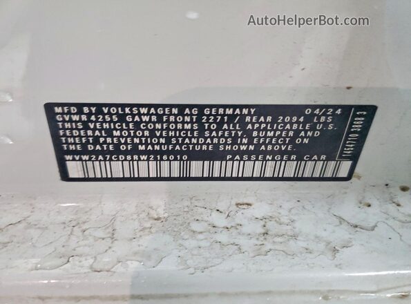 WVW2A7CD8RW216010 2024 VOLKSWAGEN GTI Белый Вид подкапотного пространства