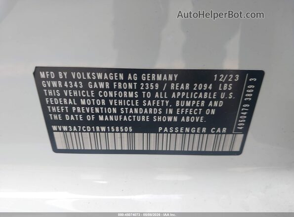 WVW3A7CD1RW158505 2024 VOLKSWAGEN GOLF White Widok komory silnika