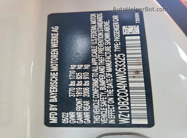 WZ1DB2C04NW053325 2022 TOYOTA GR Белый Вид подкапотного пространства