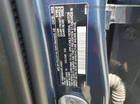 YSMED3KA4PL142527 2023 POLESTAR 2 Blue VIN sticker view