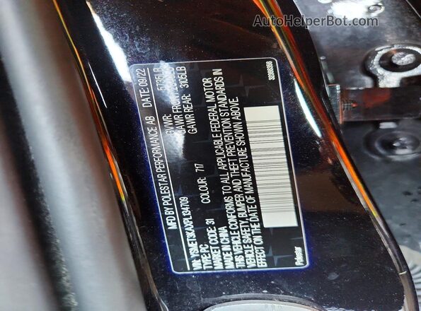 YSMET3KAXPL134709 2023 POLESTAR 2 Black Vista del compartimento del motor