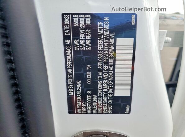 YSMFE3KA7RL236762 2024 POLESTAR 4 White Vista de la etiqueta del VIN