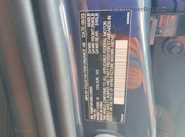YSMFE3KA8RL213989 2024 POLESTAR 2 Gray Вид наклейки з VIN-кодом