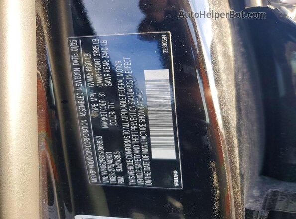 YV4062PB1S1366853 2025 VOLVO XC90 Черный Вид наклейки с VIN-кодом