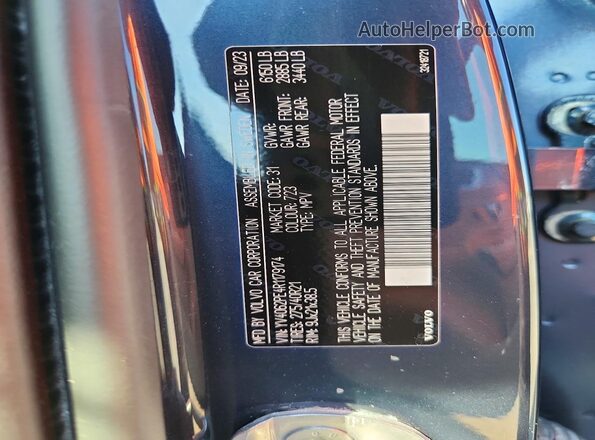 YV4062PE4R1179174 2024 VOLVO XC90 Blue Вид наклейки з VIN-кодом