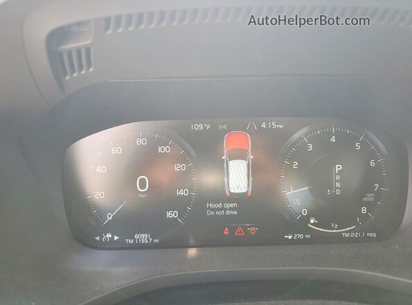 YV4102DL4L1534750 2020 VOLVO XC60 White Вид щитка приладів