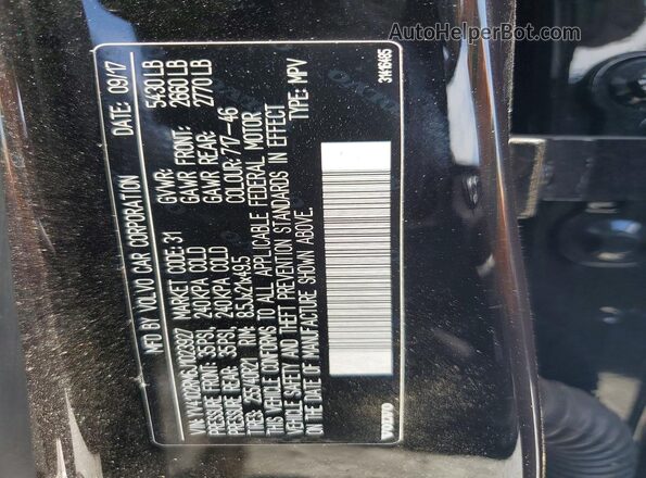 YV4102RM6J1023927 2018 VOLVO XC60 Black Widok naklejki z numerem VIN