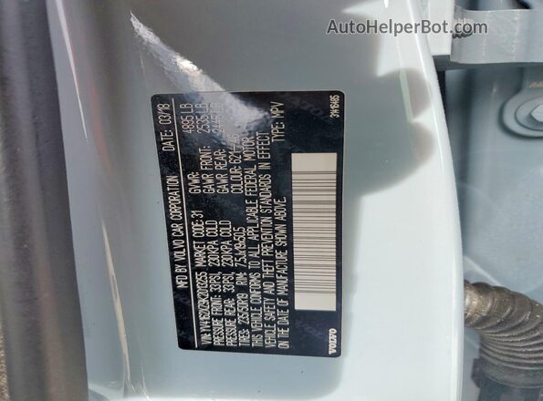YV4162XZ9K2013255 2019 VOLVO XC40 Blue VIN կոդի պիտակի տեսք