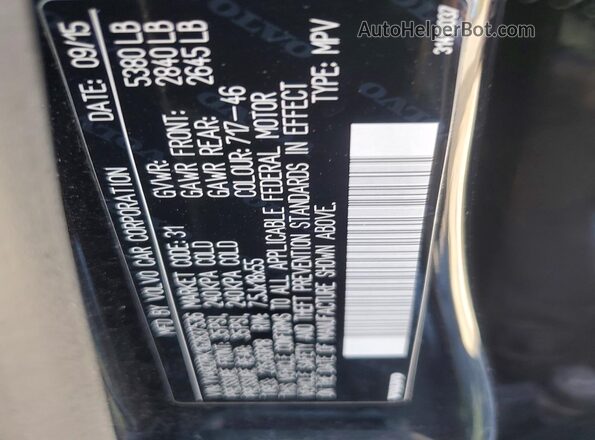 YV4902RK1G2837536 2016 VOLVO XC60 Черный Вид наклейки с VIN-кодом