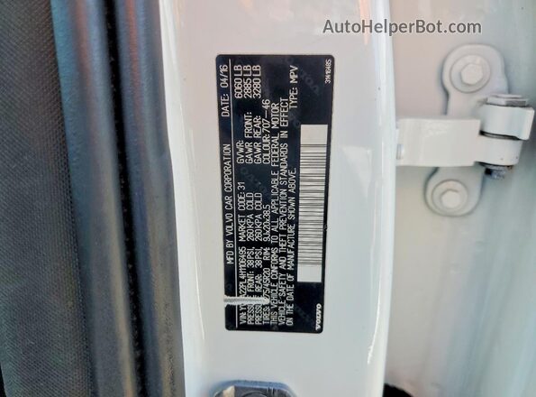 YV4A22PL4H1106495 2017 VOLVO XC90 White Vista de la etiqueta del VIN
