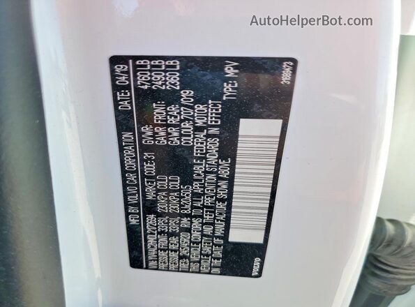 YV4AC2HM0L2172694 2020 VOLVO XC40 White Vista de la etiqueta del VIN