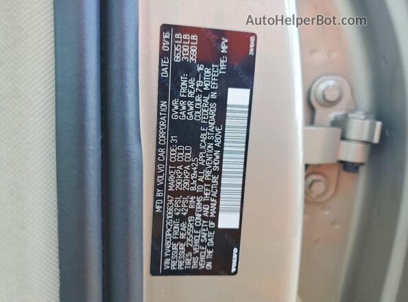 YV4BC0PK2G1066347 2016 VOLVO XC90 Золотой Вид наклейки с VIN-кодом