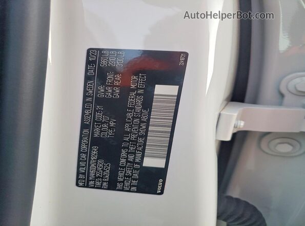 YV4H60DM7R1829649 2024 VOLVO XC60 White VIN կոդի պիտակի տեսք