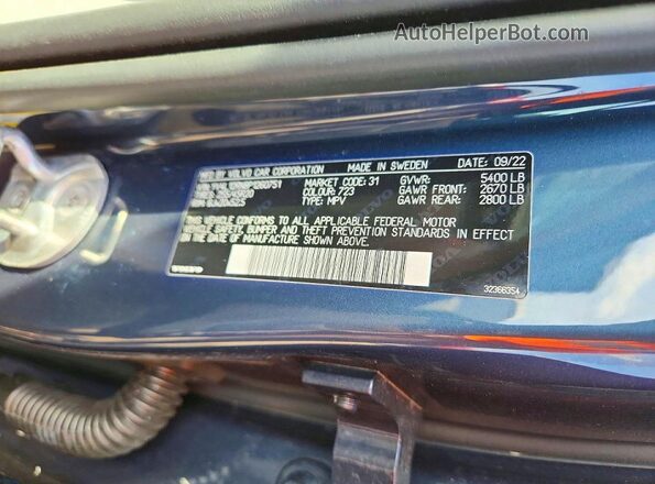 YV4L12RN8P1260751 2023 VOLVO XC60 Blue Widok naklejki z numerem VIN