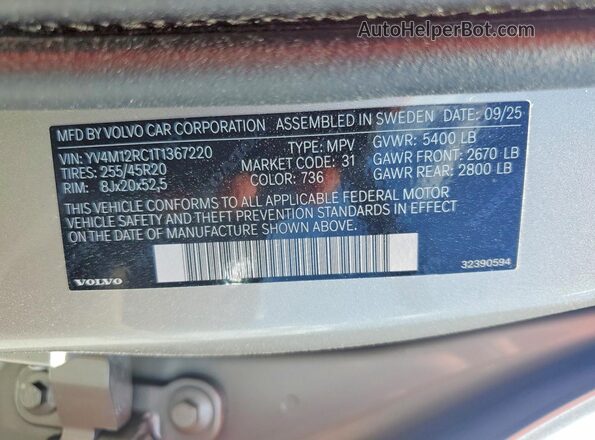 YV4M12RC1T1367220 2026 VOLVO XC60 Tan Вид наклейки з VIN-кодом
