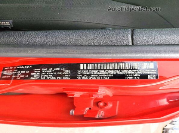 ZACCJBBB0HPE62567 2017 JEEP RENEGADE Красный Вид подкапотного пространства