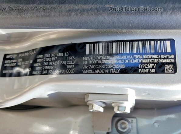 ZACCJBBT2GPC65486 2016 JEEP RENEGADE Silver Вид наклейки з VIN-кодом