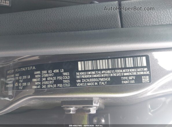 ZACNJBBB0LPM00438 2020 JEEP RENEGADE Gray Widok komory silnika