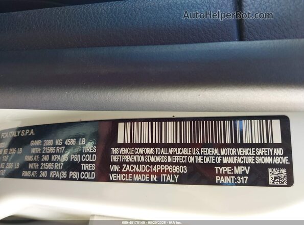 ZACNJDC14PPP69603 2023 JEEP RENEGADE White Widok komory silnika