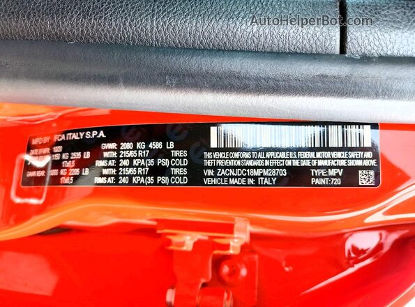 ZACNJDC18MPM28703 2021 JEEP RENEGADE Orange Սալոնի 360 աստիճան տեսք
