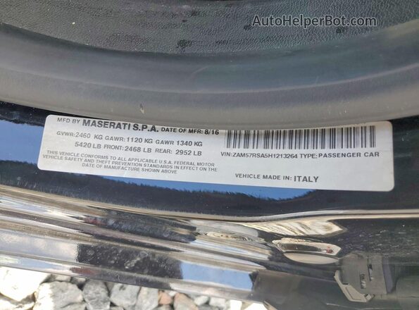 ZAM57RSA5H1213264 2017 MASERATI GHIBLI Black ძრავის განყოფილების ხედი