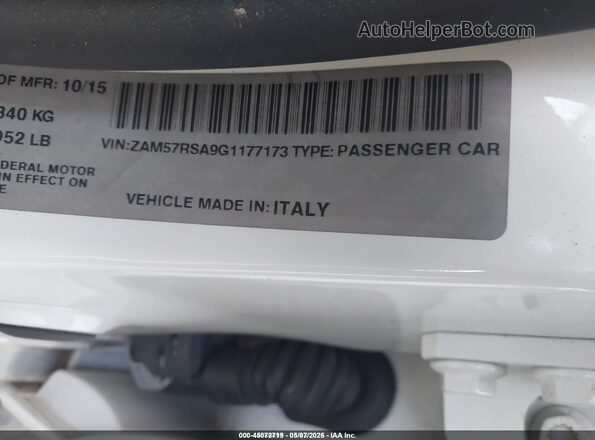 ZAM57RSA9G1177173 2016 MASERATI GHIBLI Белый Вид подкапотного пространства