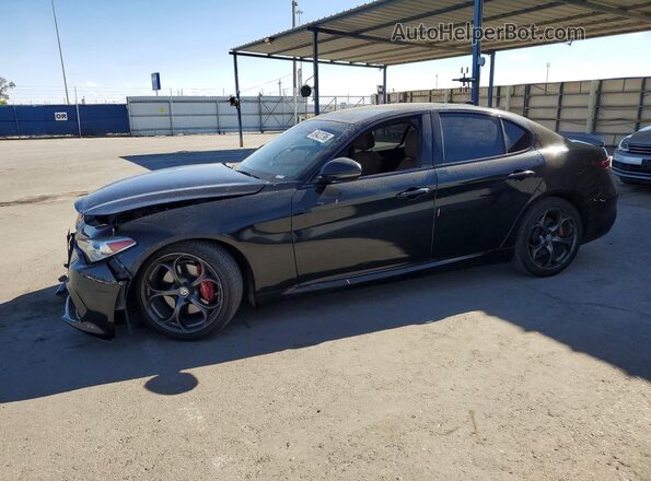 ZARFAMBN3K7606612 2019 ALFA ROMEO GIULIA Black Առջևի ձախ երեք քառորդ տեսարան