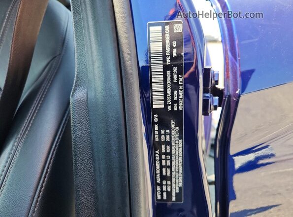ZARFAMBNXK7604078 2019 ALFA ROMEO GIULIA Синий Вид подкапотного пространства