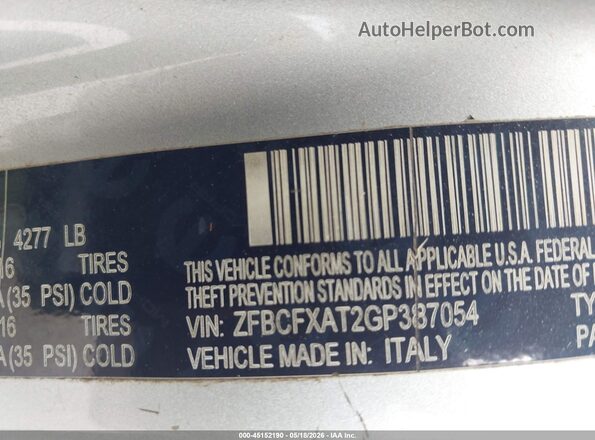 ZFBCFXAT2GP387054 2016 FIAT 500X Серебряный Вид подкапотного пространства