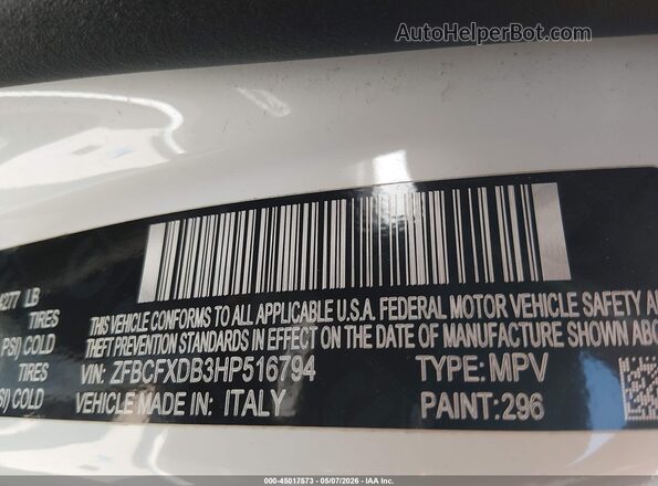 ZFBCFXDB3HP516794 2017 FIAT 500X Белый Вид подкапотного пространства