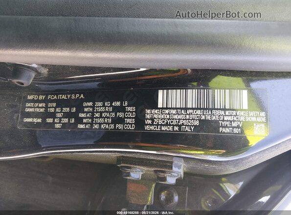 ZFBCFYCB7JP652598 2018 FIAT 500X Черный Вид подкапотного пространства